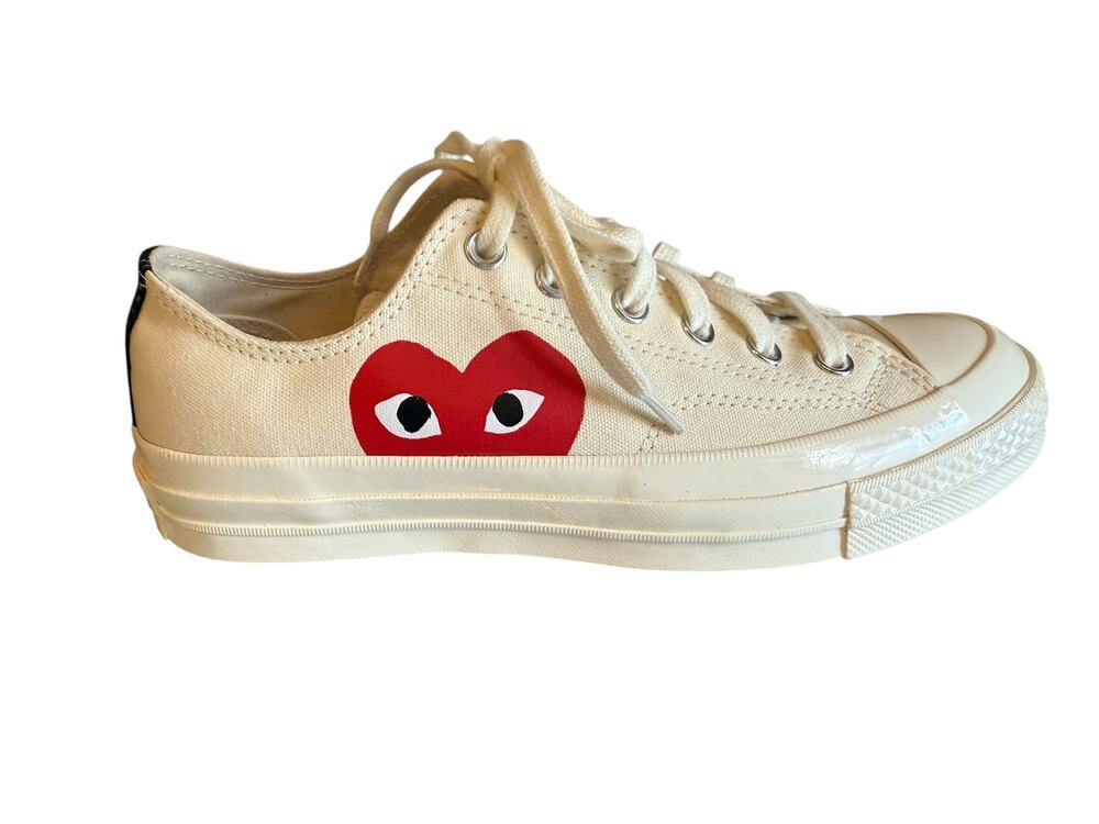 Converse x Play Comme des Garcons Chuck 70 Low Top Sneakers Milk White Red 7/9